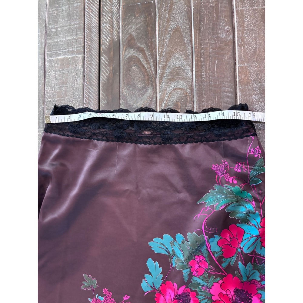 Free People Midnight Garden 2-Piece Set Satin Floral Cami Midi Skirt Brown M NEW - Picture 5 of 12